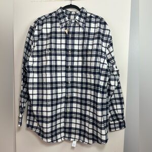 Eddie Bauer Vintage 90's Double Pocket Cotton Heavyweight Plaid Flannel NWT M